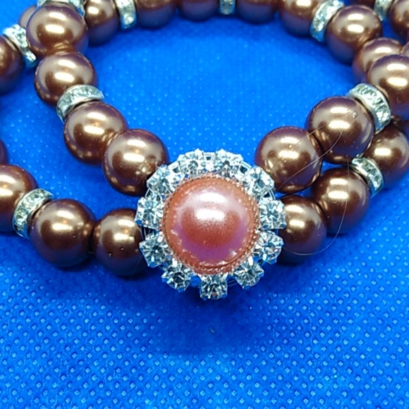 8 " rose gold and rhinestone snap button bracelet - Picture 2 of 4
